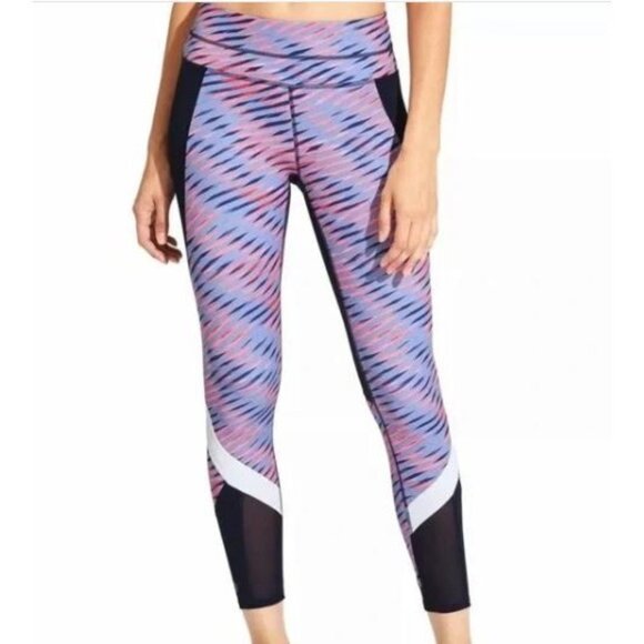 Athleta Women's Blue and Pink Electra Sonar 7/8 Tight Calf Leggings Sz M 1380 - Picture 12 of 13